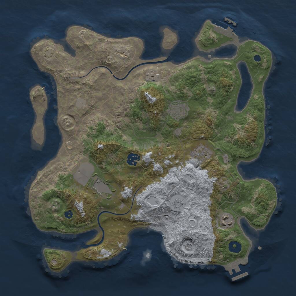 Rust Map: Procedural Map, Size: 3500, Seed: 944419116, 12 Monuments