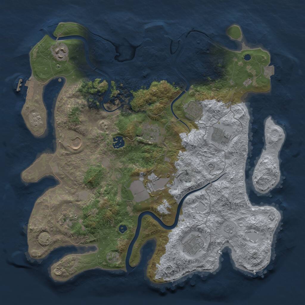 Rust Map: Procedural Map, Size: 3700, Seed: 658315136, 16 Monuments