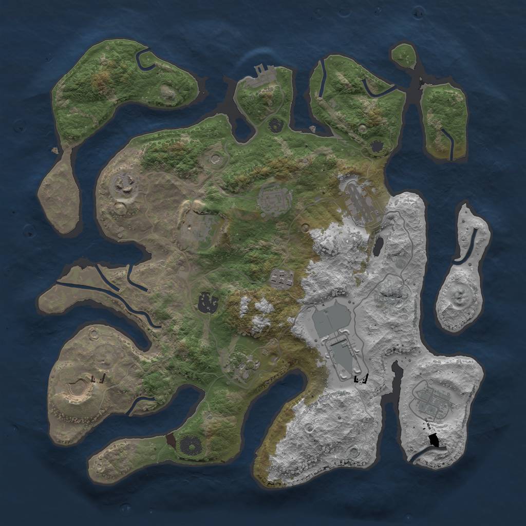 Rust Map: Procedural Map, Size: 3700, Seed: 658315136, 14 Monuments