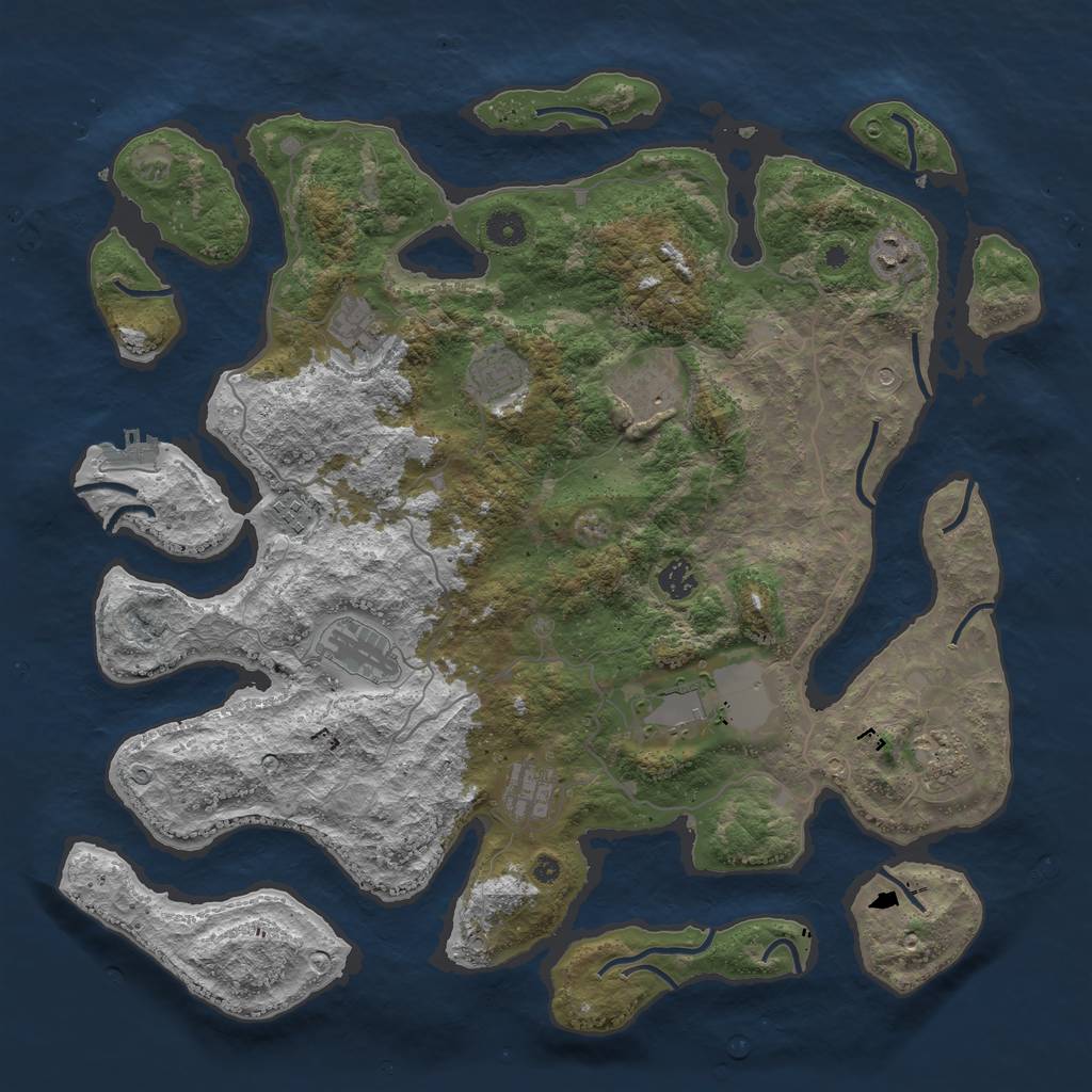 Rust Map: Procedural Map, Size: 4300, Seed: 685214, 14 Monuments