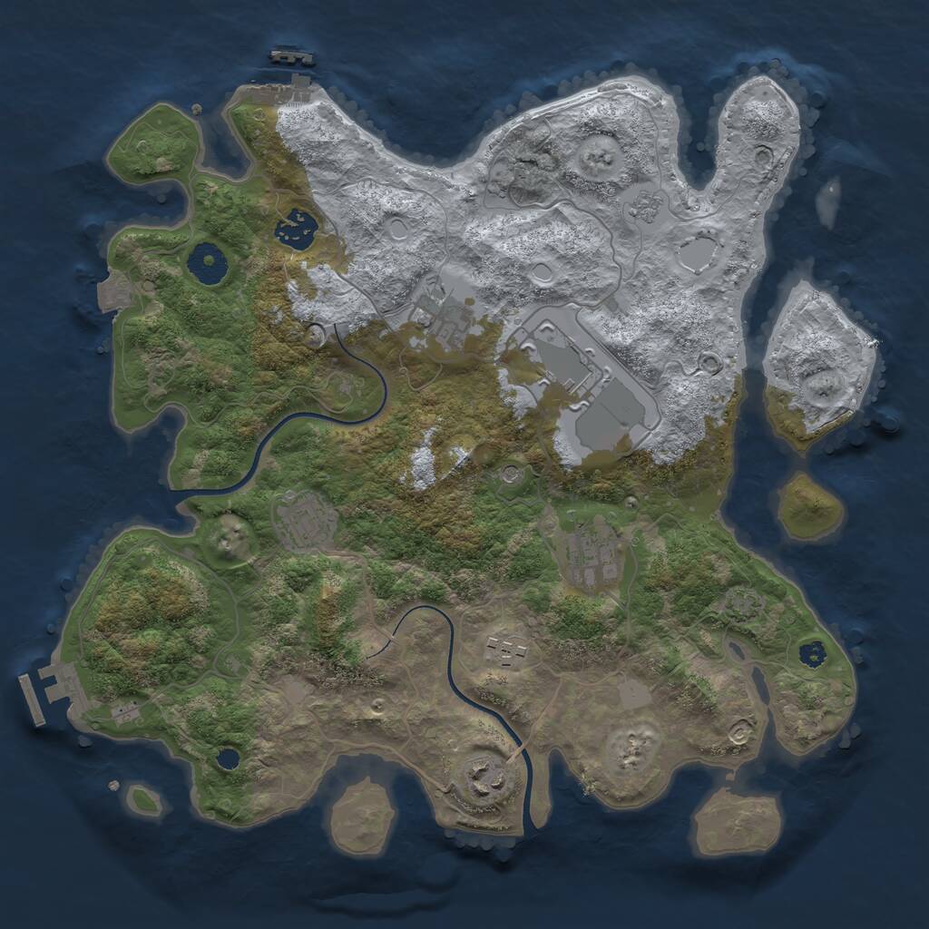Rust Map: Procedural Map, Size: 3500, Seed: 515697814, 13 Monuments