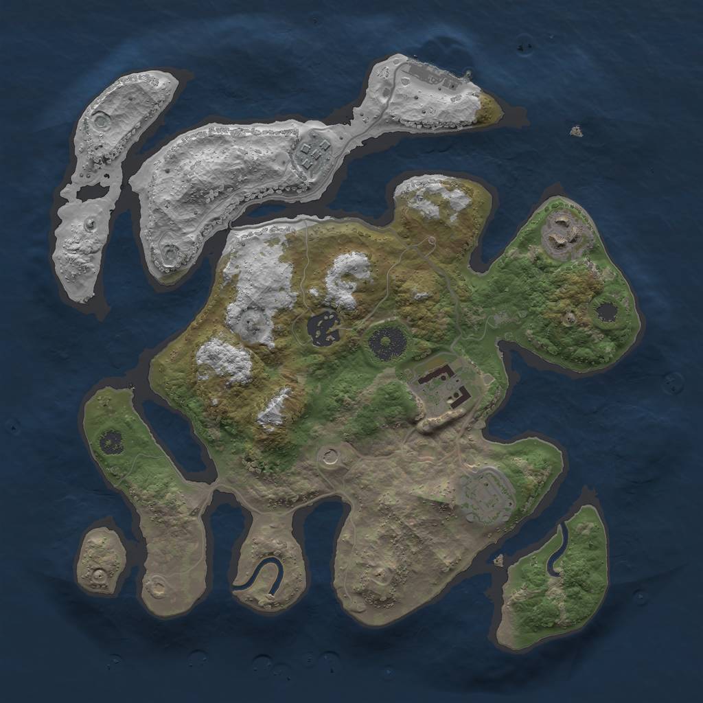 Rust Map: Procedural Map, Size: 3000, Seed: 643636346, 9 Monuments