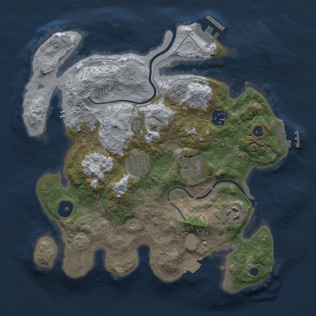 Rust Map: Procedural Map, Size: 3000, Seed: 643636346, 11 Monuments