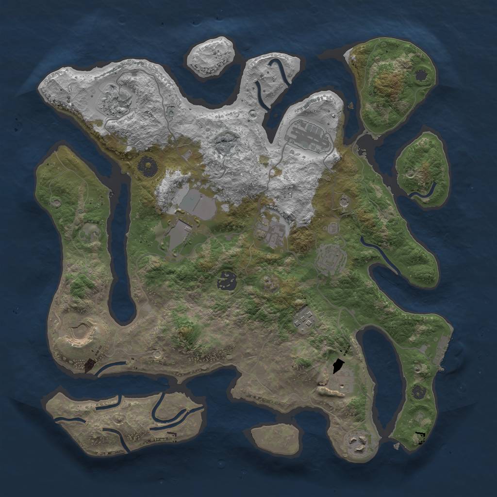 Rust Map: Procedural Map, Size: 3700, Seed: 408098003, 14 Monuments