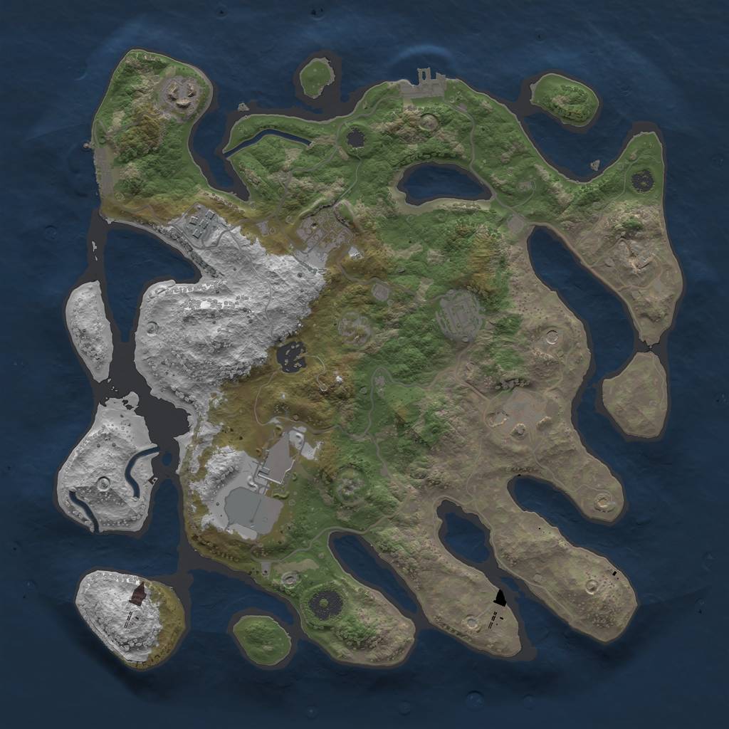 Rust Map: Procedural Map, Size: 3500, Seed: 846251739, 12 Monuments