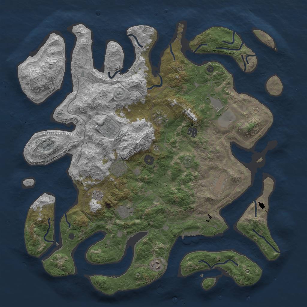 Rust Map: Procedural Map, Size: 4500, Seed: 98523418, 13 Monuments