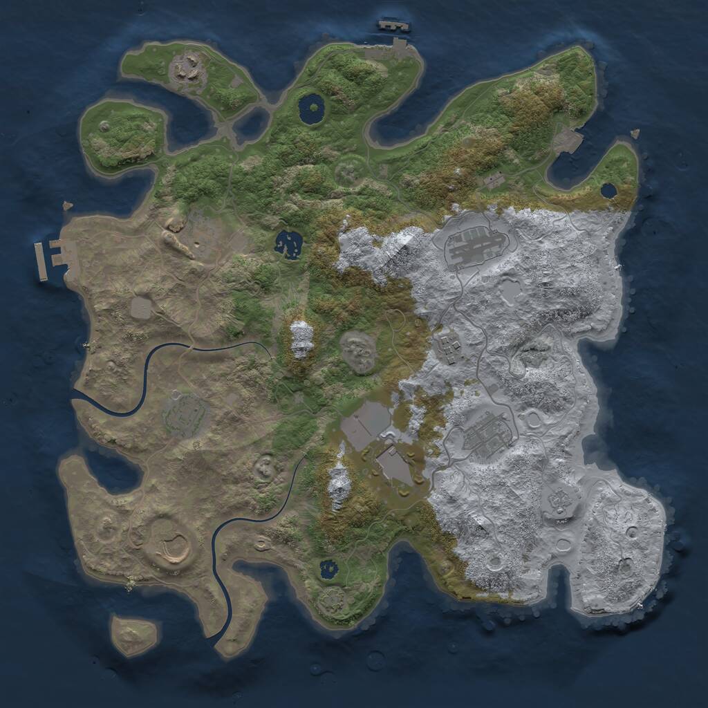 Rust Map: Procedural Map, Size: 3700, Seed: 1436736907, 14 Monuments