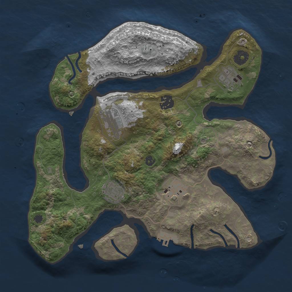 Rust Map: Procedural Map, Size: 3000, Seed: 545406, 8 Monuments