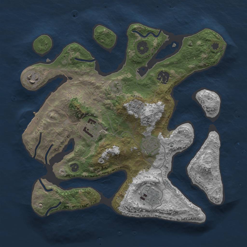 Rust Map: Procedural Map, Size: 3000, Seed: 909951, 9 Monuments