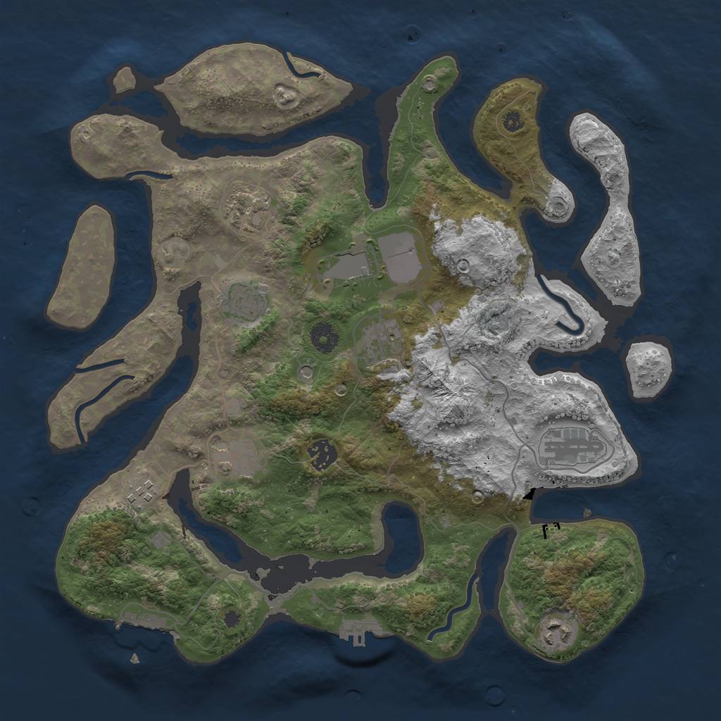 Rust Map: Procedural Map, Size: 3700, Seed: 549314152, 14 Monuments