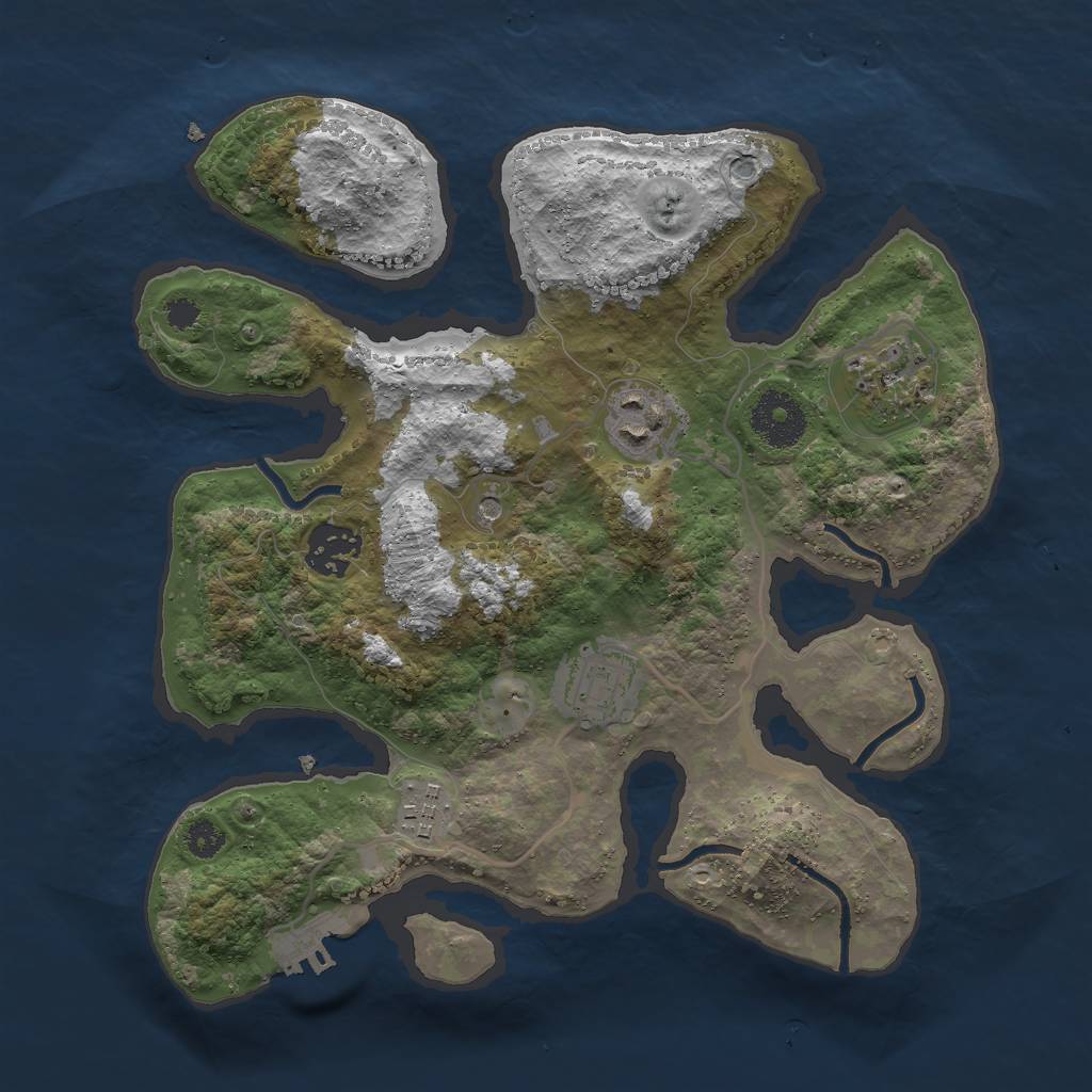 Rust Map: Procedural Map, Size: 3000, Seed: 217445628, 9 Monuments