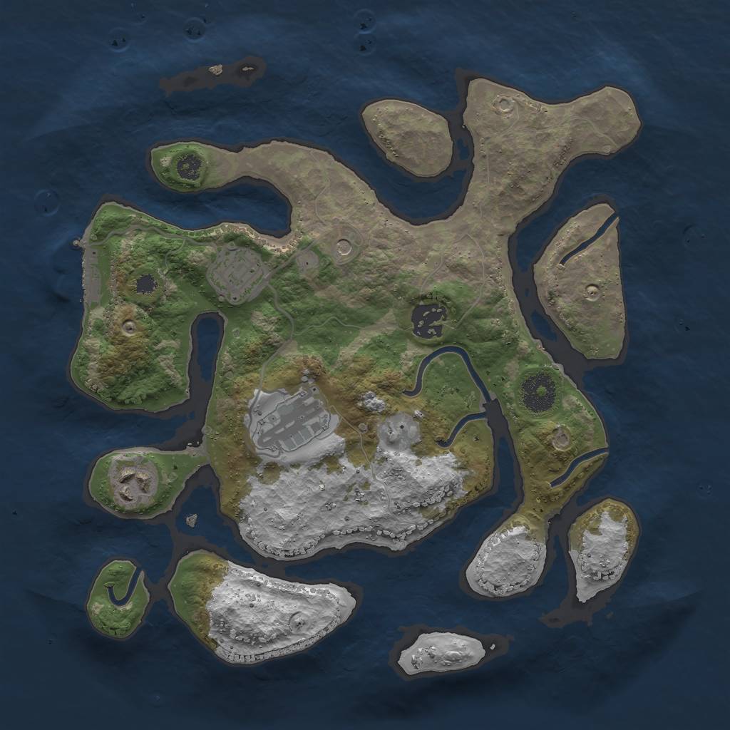 Rust Map: Procedural Map, Size: 3000, Seed: 32476, 8 Monuments