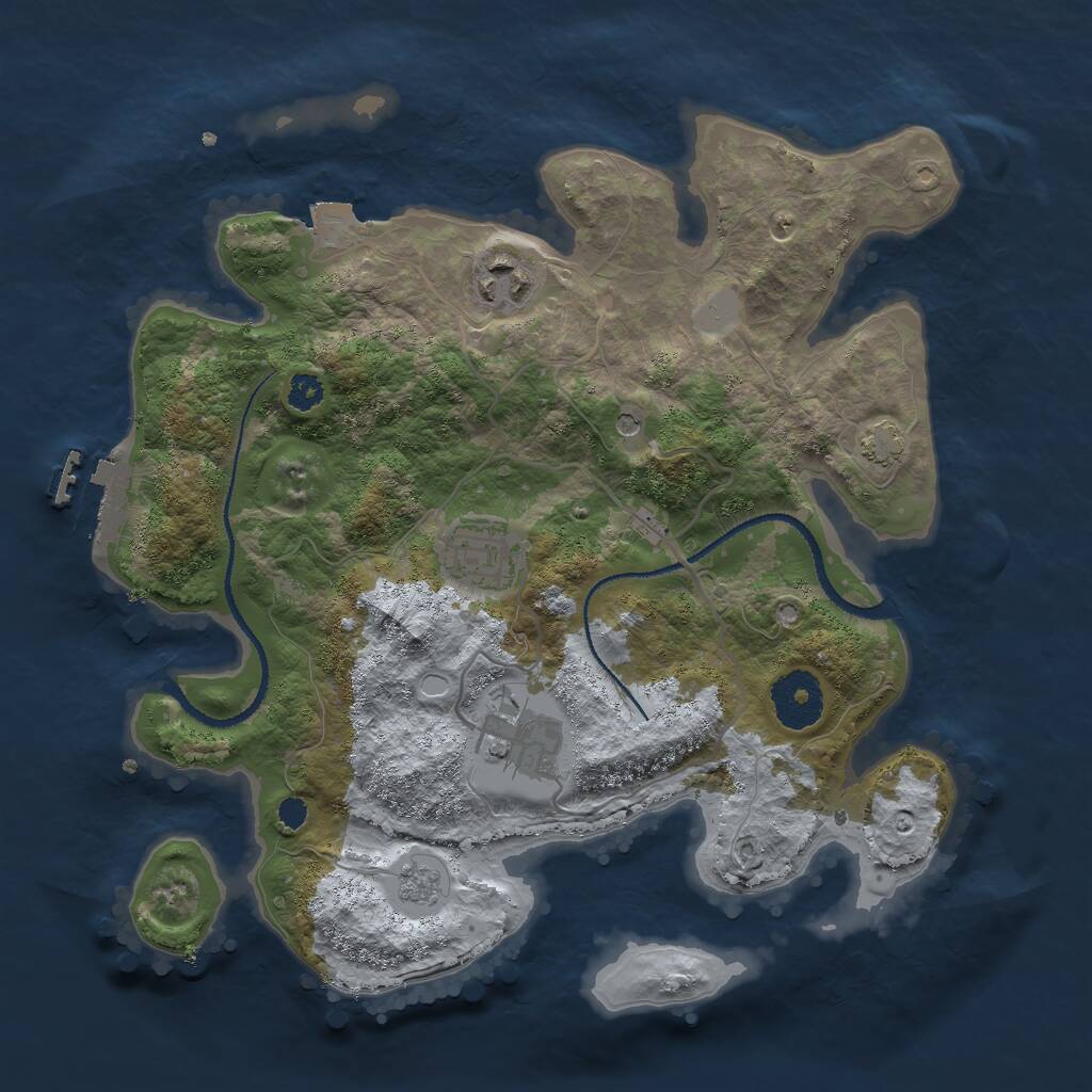 Rust Map: Procedural Map, Size: 3000, Seed: 32476, 8 Monuments