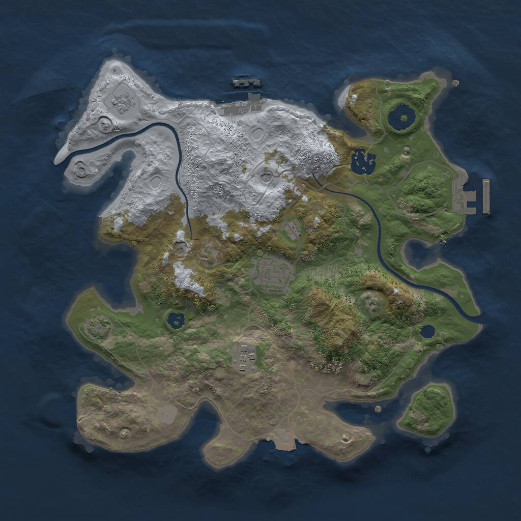 Rust Map: Procedural Map, Size: 3000, Seed: 756244281, 9 Monuments