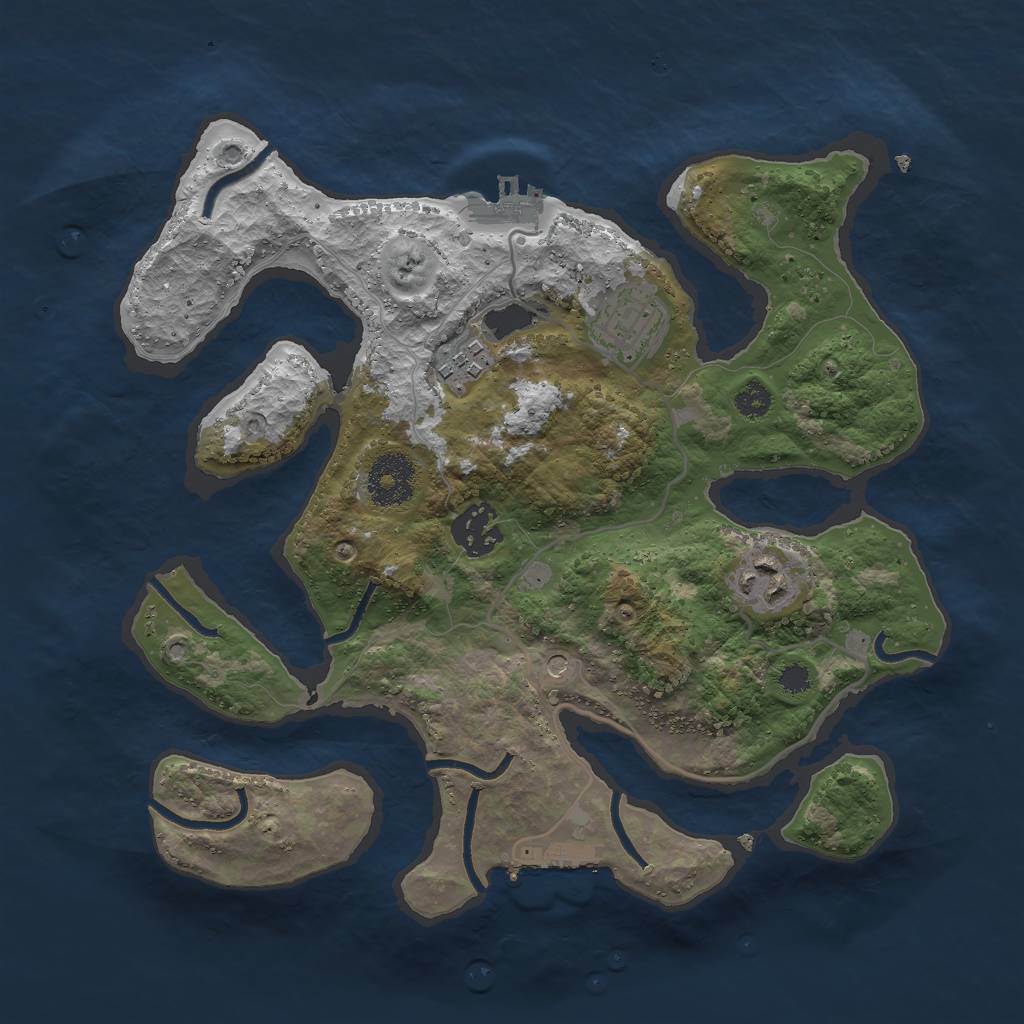 Rust Map: Procedural Map, Size: 3000, Seed: 756244281, 9 Monuments