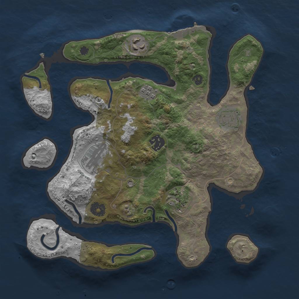 Rust Map: Procedural Map, Size: 3000, Seed: 507431, 9 Monuments