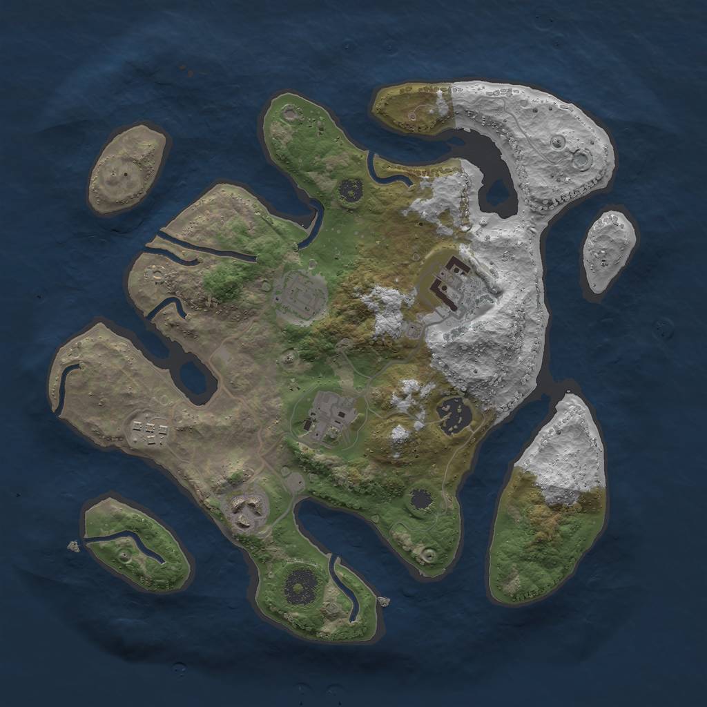 Rust Map: Procedural Map, Size: 3000, Seed: 1583222490, 8 Monuments