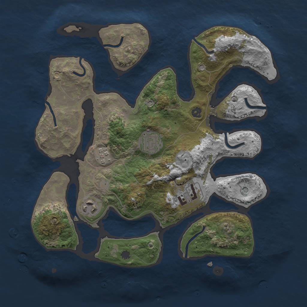 Rust Map: Procedural Map, Size: 3000, Seed: 485658, 7 Monuments