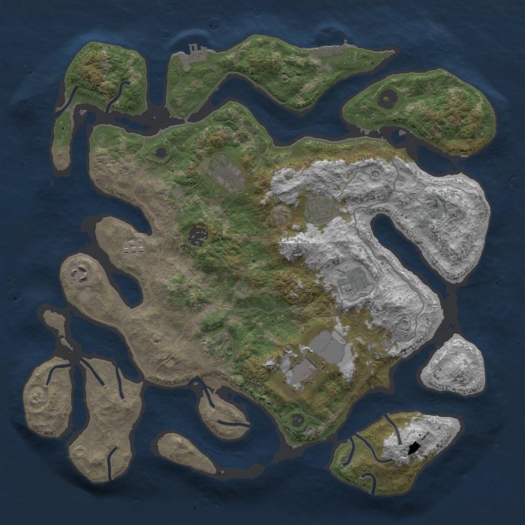 Rust Map: Procedural Map, Size: 4000, Seed: 6722, 13 Monuments