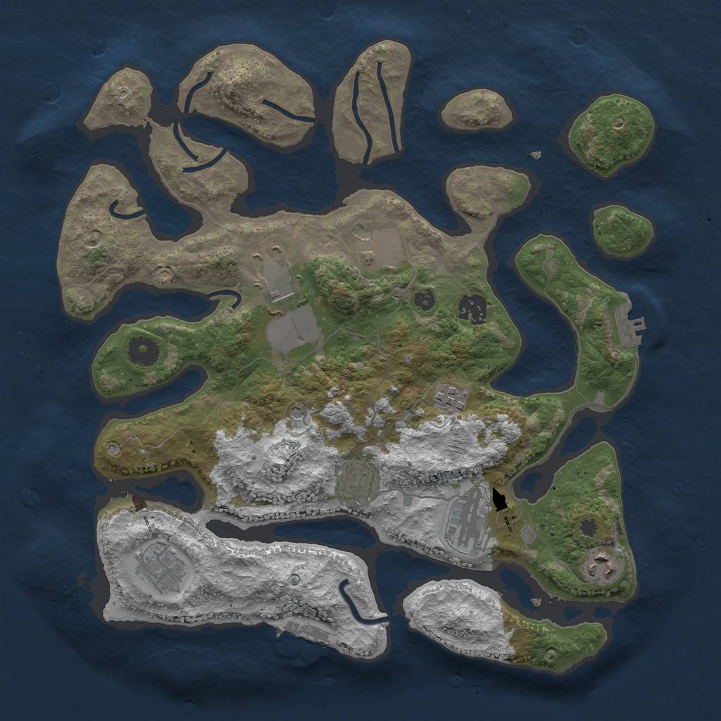 Rust Map: Procedural Map, Size: 3600, Seed: 930504384, 13 Monuments