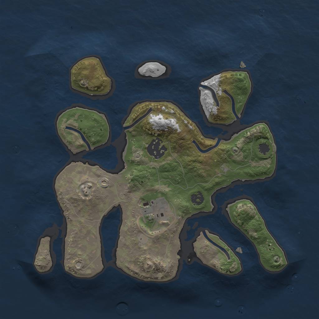 Rust Map: Procedural Map, Size: 2500, Seed: 1432434, 4 Monuments