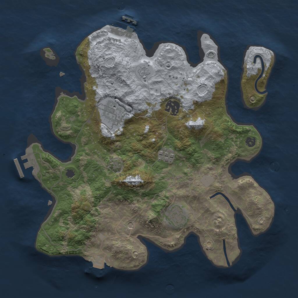 Rust Map: Procedural Map, Size: 3000, Seed: 1327861594, 10 Monuments