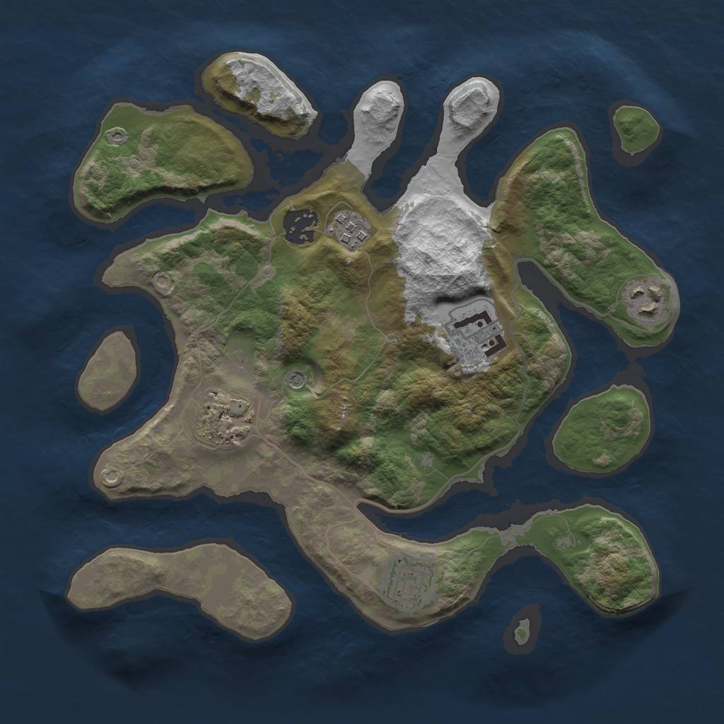 Rust Map: Barren, Size: 3000, Seed: 1586683338, 9 Monuments