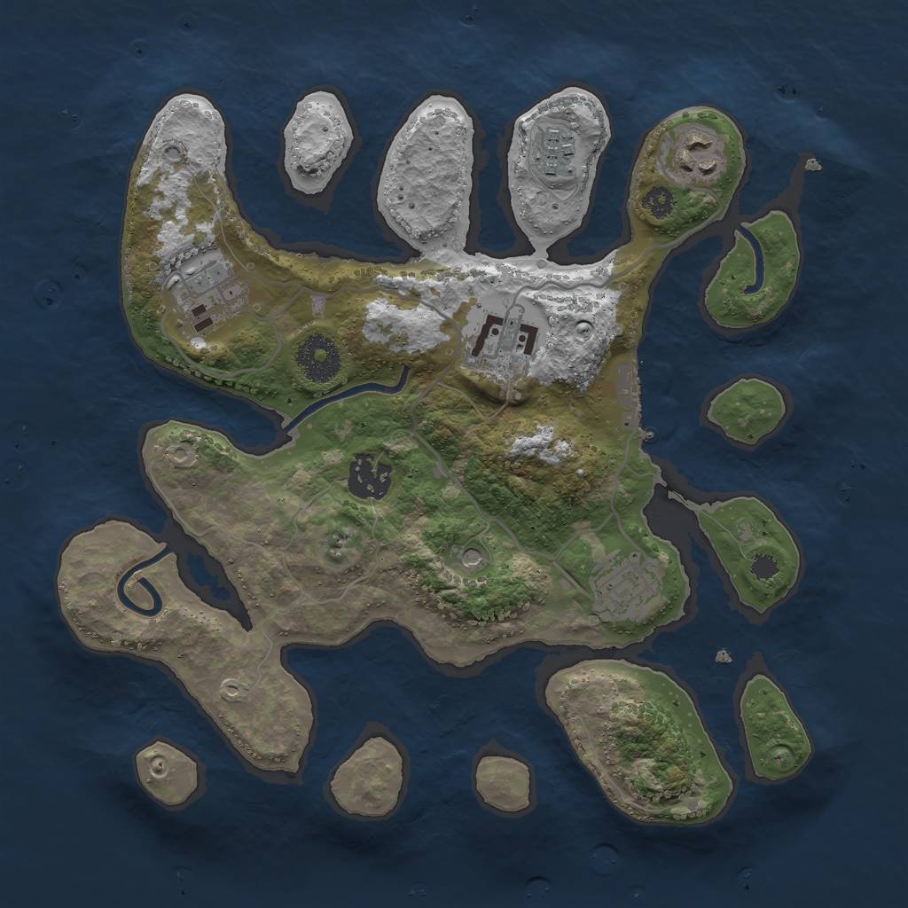 Rust Map: Procedural Map, Size: 3000, Seed: 357340, 10 Monuments