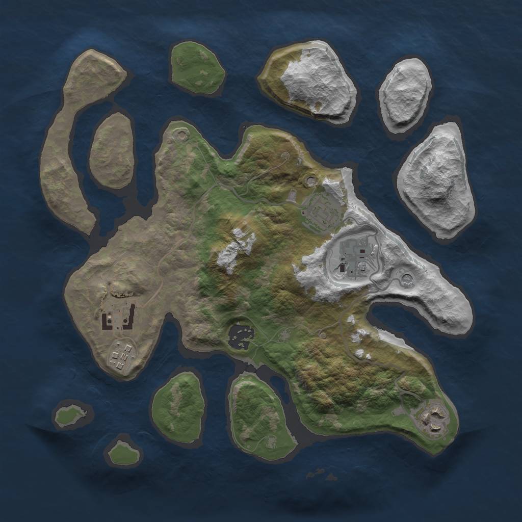 Rust Map: Barren, Size: 3000, Seed: 1463080821, 9 Monuments