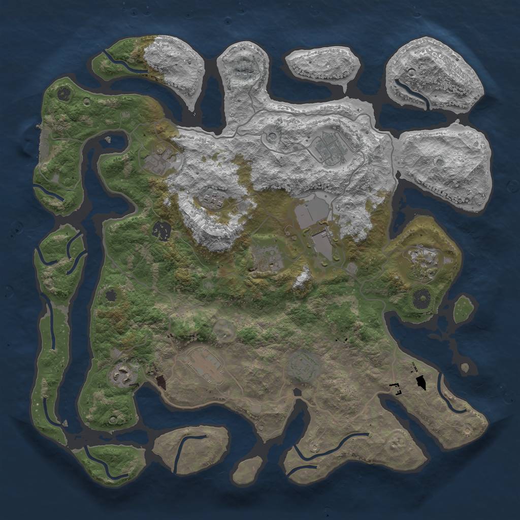 Rust Map: Procedural Map, Size: 4000, Seed: 604, 14 Monuments