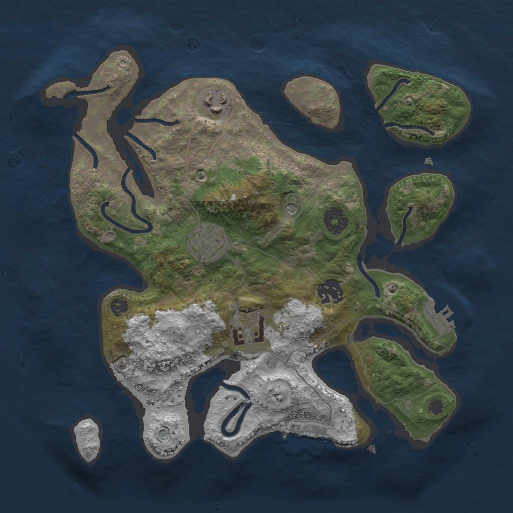 Rust Map: Procedural Map, Size: 3000, Seed: 2048995824, 9 Monuments