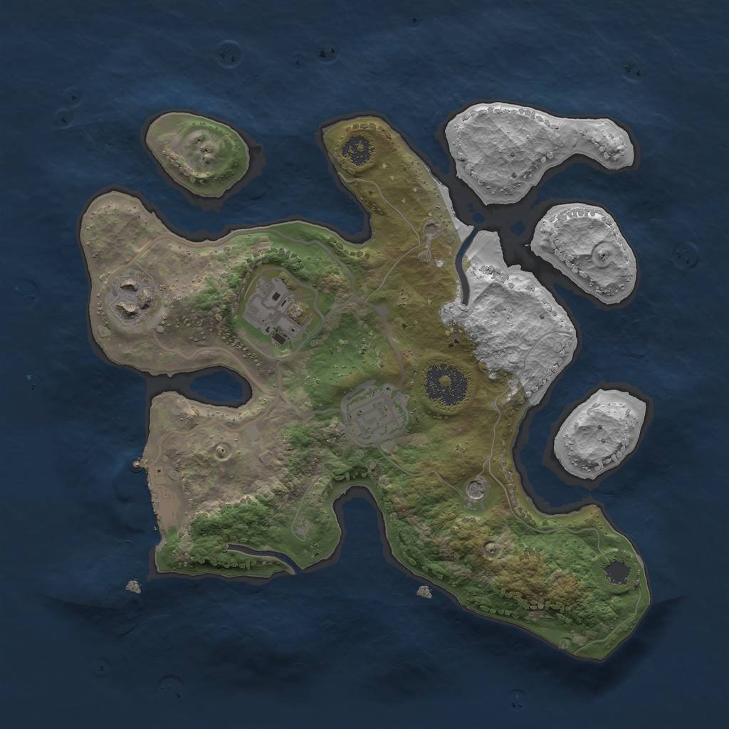 Rust Map: Procedural Map, Size: 2600, Seed: 2028123740, 7 Monuments