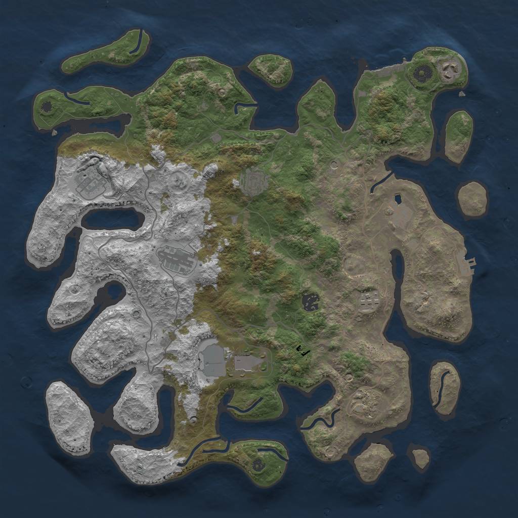 Rust Map: Procedural Map, Size: 4250, Seed: 922625, 14 Monuments