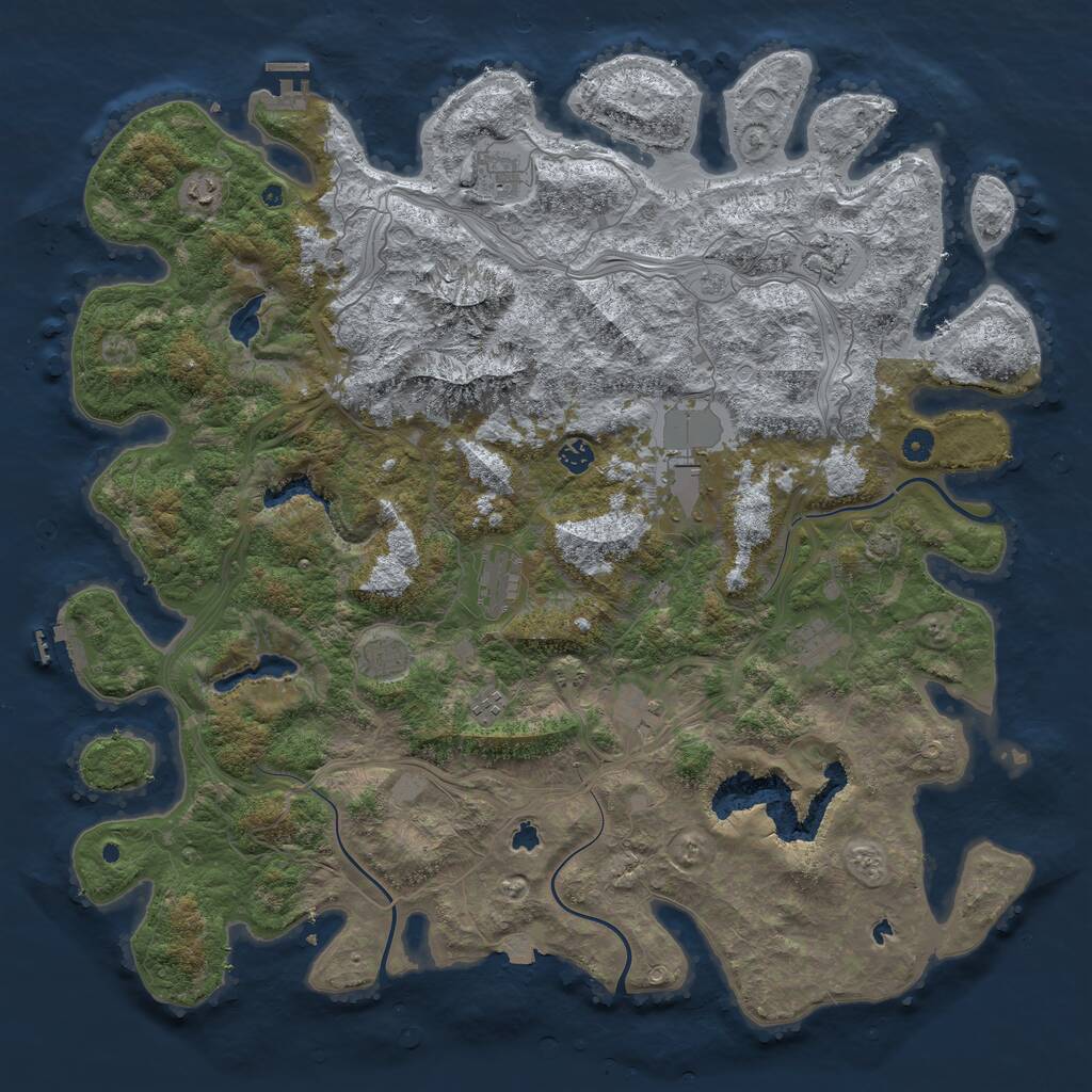 Rust Map: Procedural Map, Size: 5000, Seed: 284450081, 16 Monuments