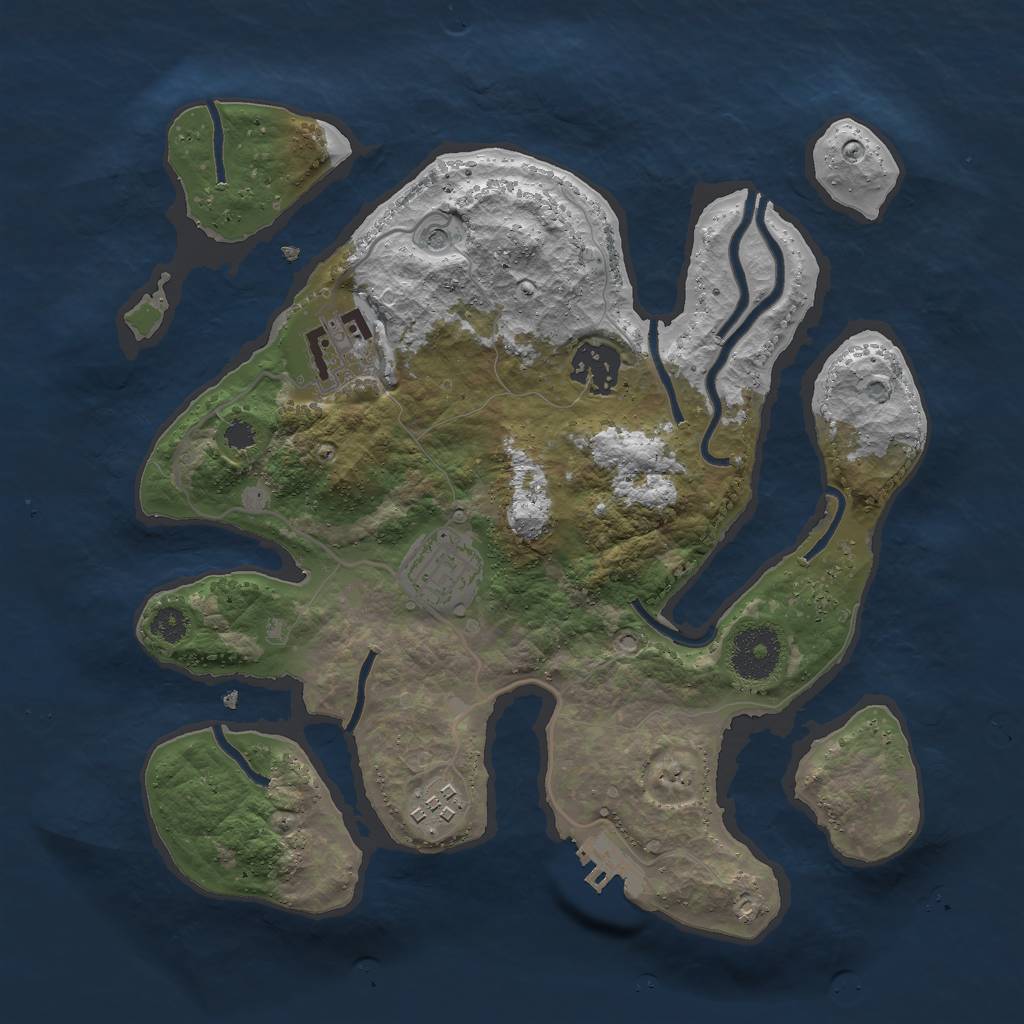 Rust Map: Procedural Map, Size: 3000, Seed: 314345, 8 Monuments