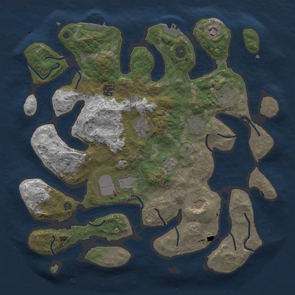 Rust Map: Procedural Map, Size: 3750, Seed: 1334423302, 13 Monuments