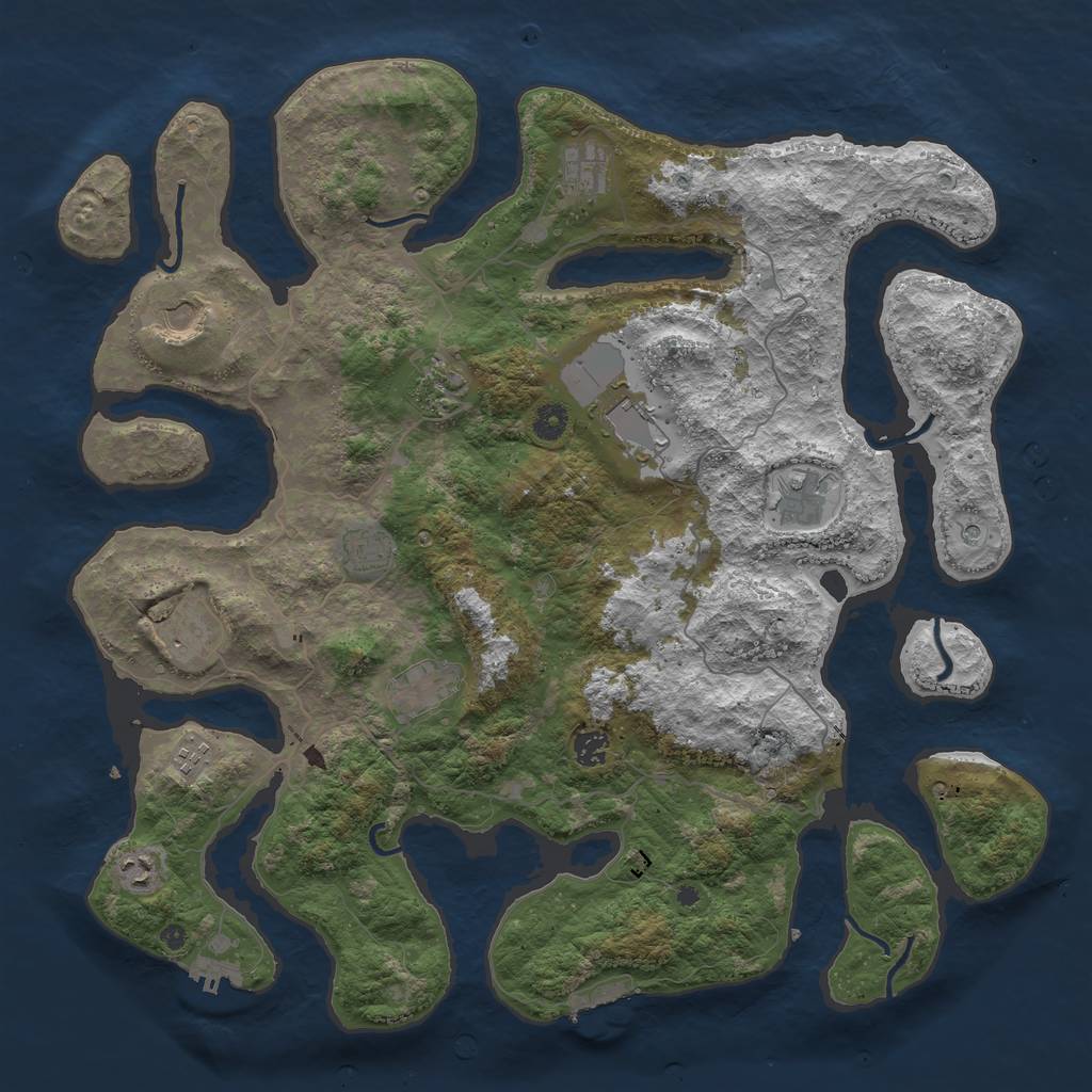 Rust Map: Procedural Map, Size: 4500, Seed: 230473, 16 Monuments