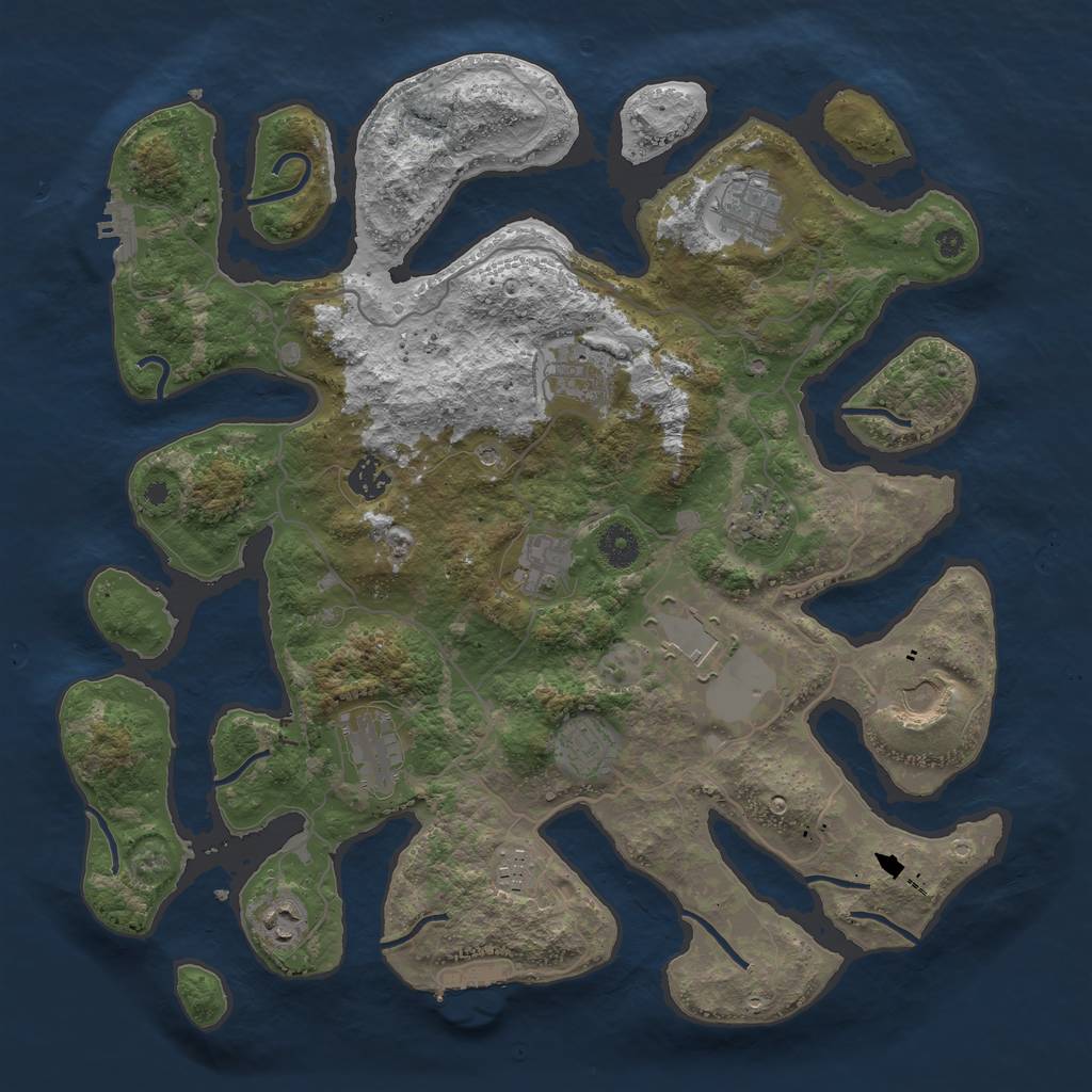 Rust Map: Procedural Map, Size: 4000, Seed: 1713858784, 16 Monuments