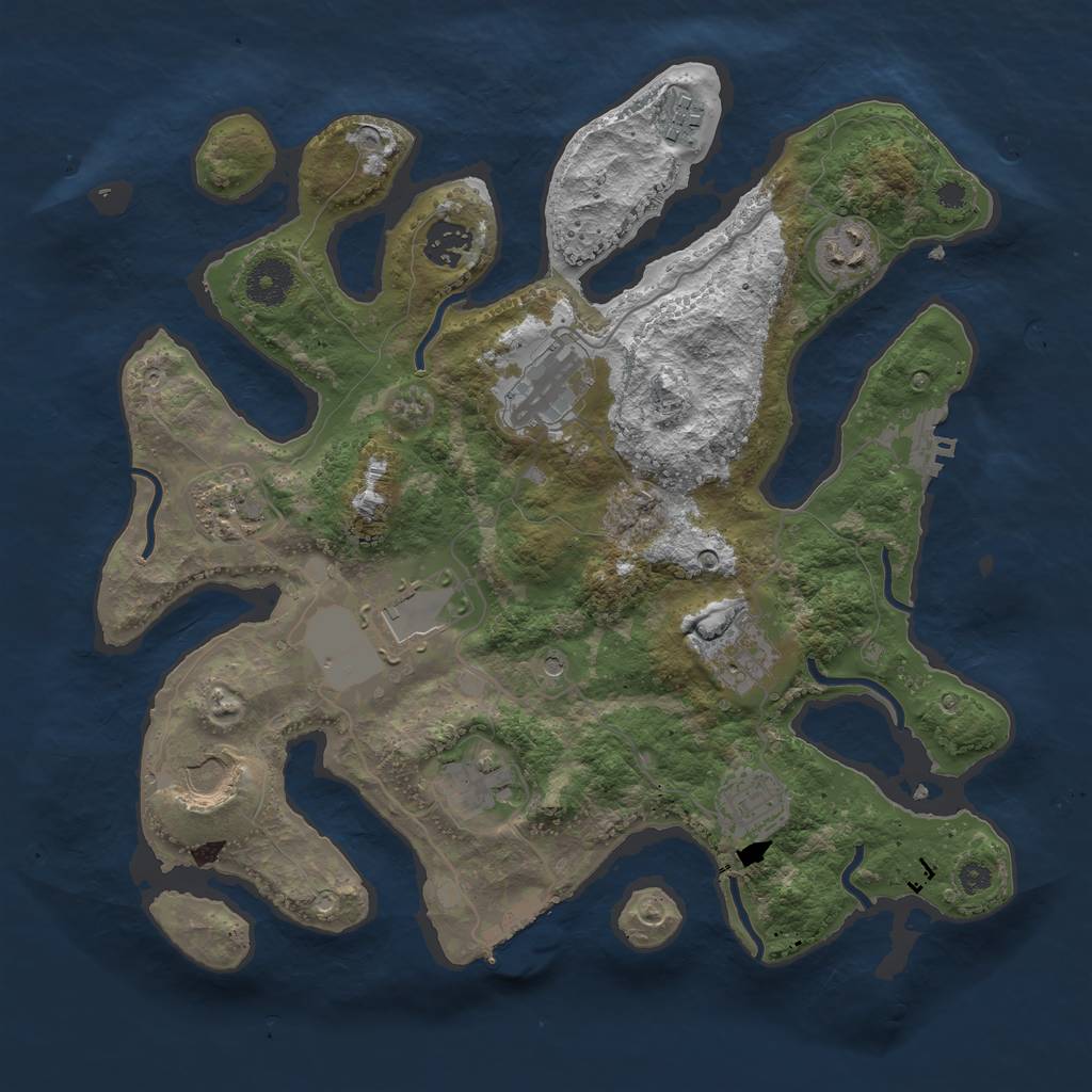 Rust Map: Procedural Map, Size: 3500, Seed: 826021991, 15 Monuments