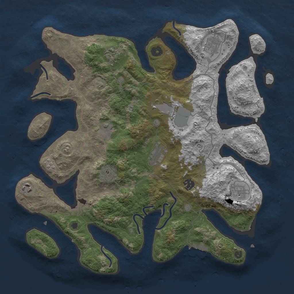 Rust Map: Procedural Map, Size: 4000, Seed: 1583222490, 14 Monuments