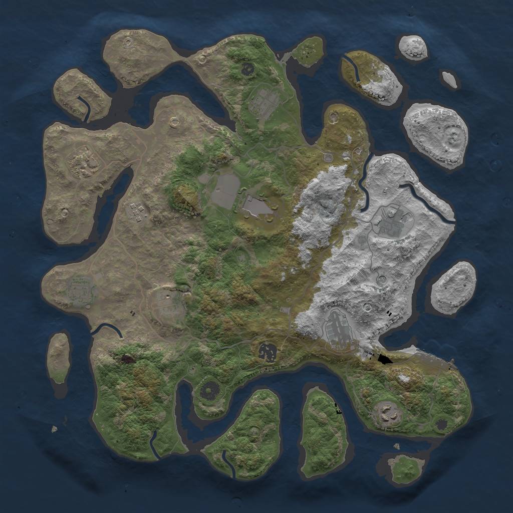 Rust Map: Procedural Map, Size: 4000, Seed: 14012017, 14 Monuments