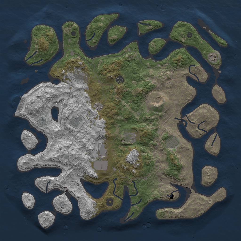 Rust Map: Procedural Map, Size: 4500, Seed: 1913326881, 13 Monuments