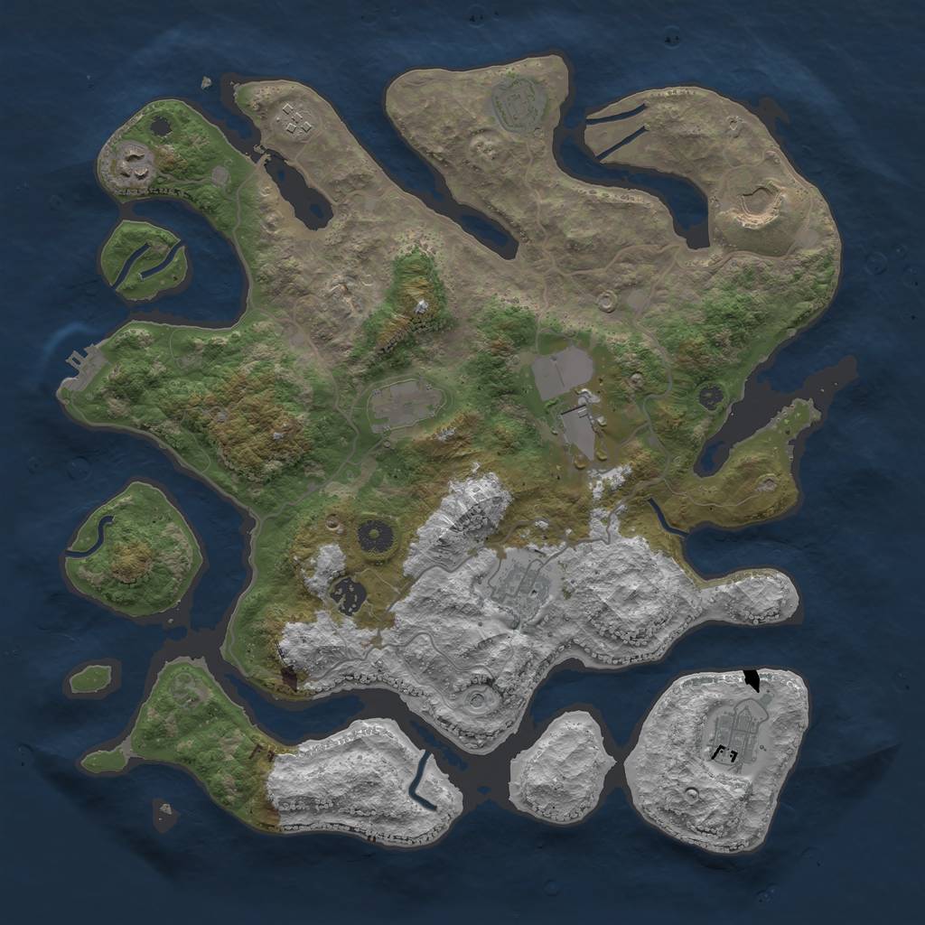 Rust Map: Procedural Map, Size: 4000, Seed: 853684, 13 Monuments