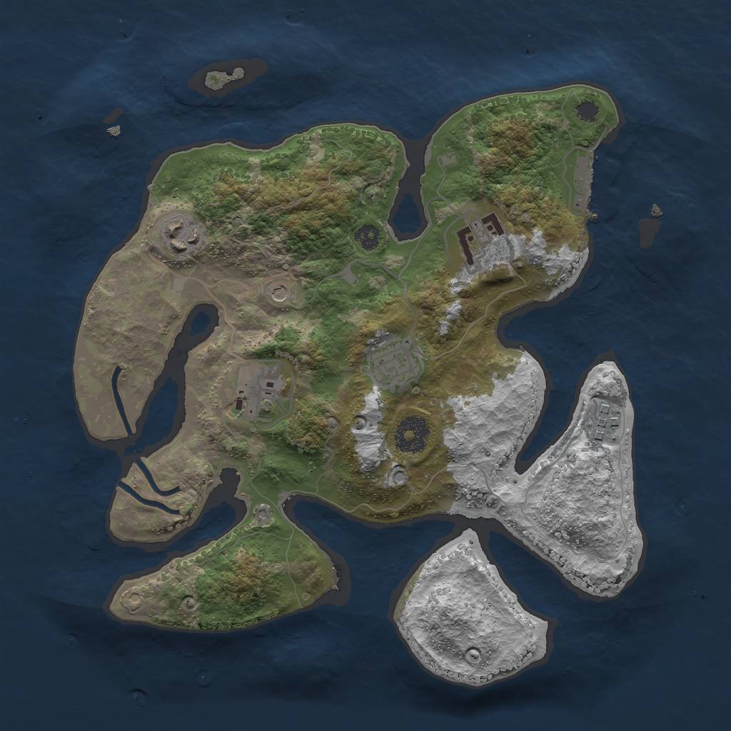 Rust Map: Procedural Map, Size: 3000, Seed: 21681, 9 Monuments