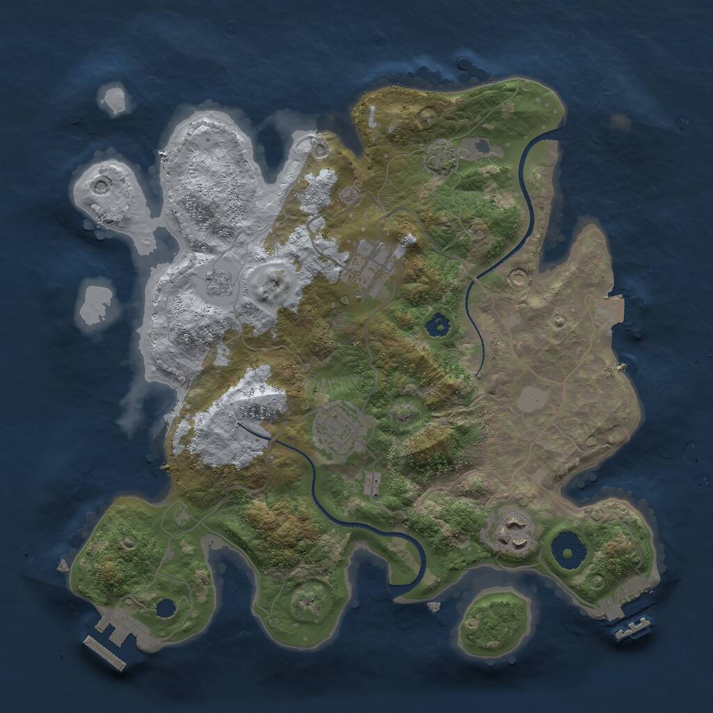 Rust Map: Procedural Map, Size: 3000, Seed: 1357147001, 8 Monuments