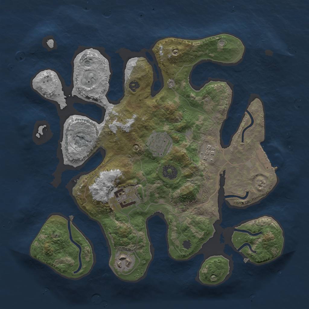 Rust Map: Procedural Map, Size: 3000, Seed: 1357147001, 7 Monuments