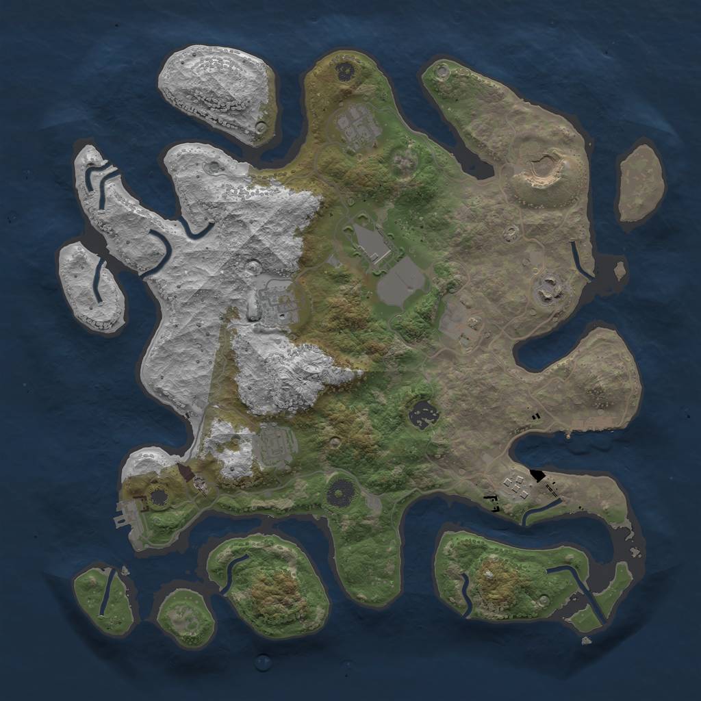 Rust Map: Procedural Map, Size: 3800, Seed: 9117, 14 Monuments