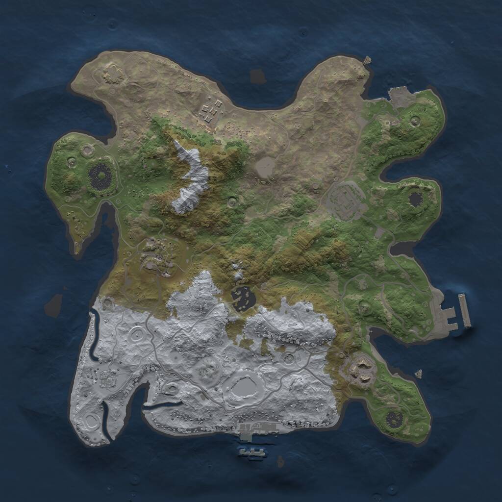 Rust Map: Procedural Map, Size: 3000, Seed: 1791173774, 11 Monuments