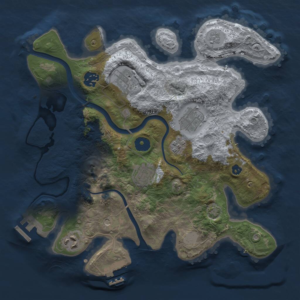 Rust Map: Procedural Map, Size: 3000, Seed: 65872, 12 Monuments