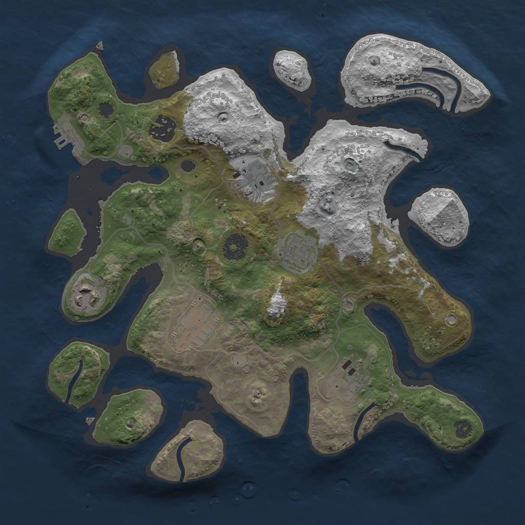 Rust Map: Procedural Map, Size: 3000, Seed: 65872, 9 Monuments